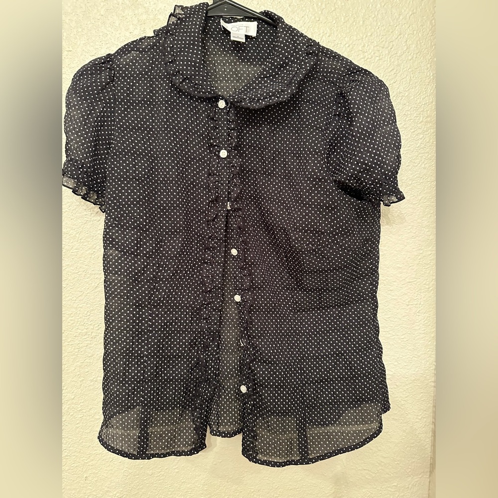 Polka dot navy vintage button up